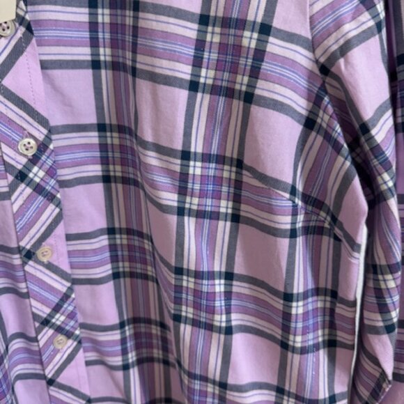 Talbots Purple Plaid Blouse Metallic Shimmer Button Down Light Academia/Preppy - Picture 2 of 7
